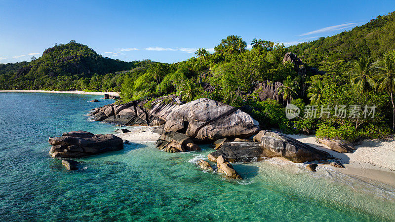 拉扎尔湾海滩全景 马埃岛 塔卡马卡 塞舌尔